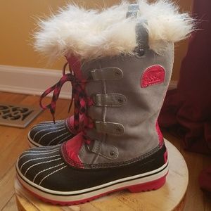 Pink and Gray Sorel Snow boots