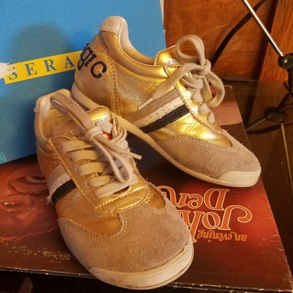 Serafini Italian Gold Sneakers little Girls 10