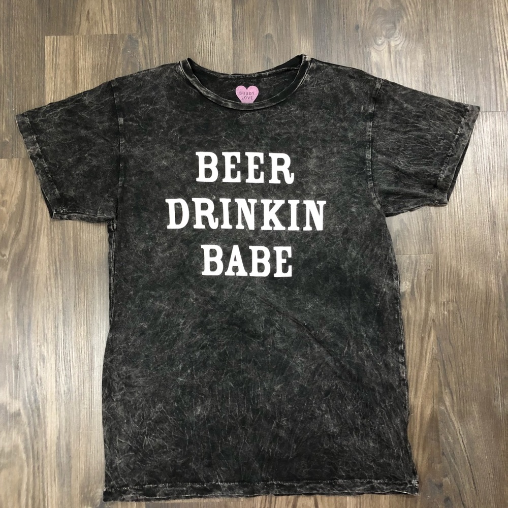 Buddy Love Grey Beer Drinking Babe T-shirt - Picture 3 of 6