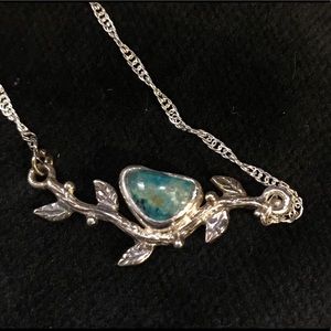 CBL Jewelry - Eilat/Chrysocolla “bird on a branch” 925 necklace CBL Jewelry - Eilat/Chrysocolla “bird on a branch” 925 necklace