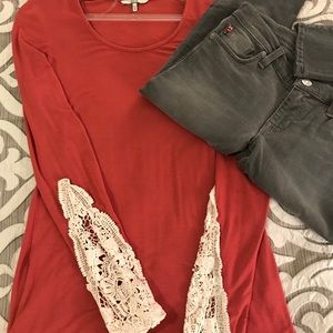 Spice & lace pullover knit top.