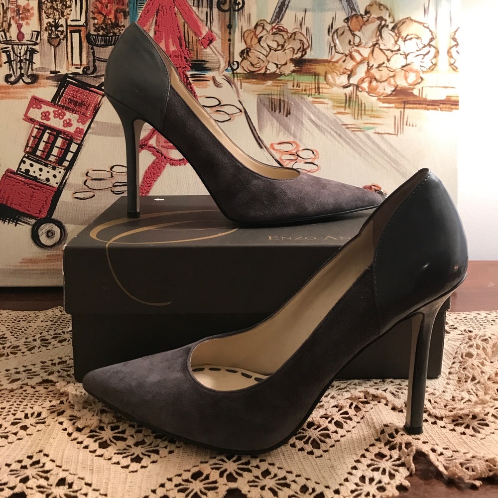 Enzo Angiolini Charcoal Gray Suede Pumps