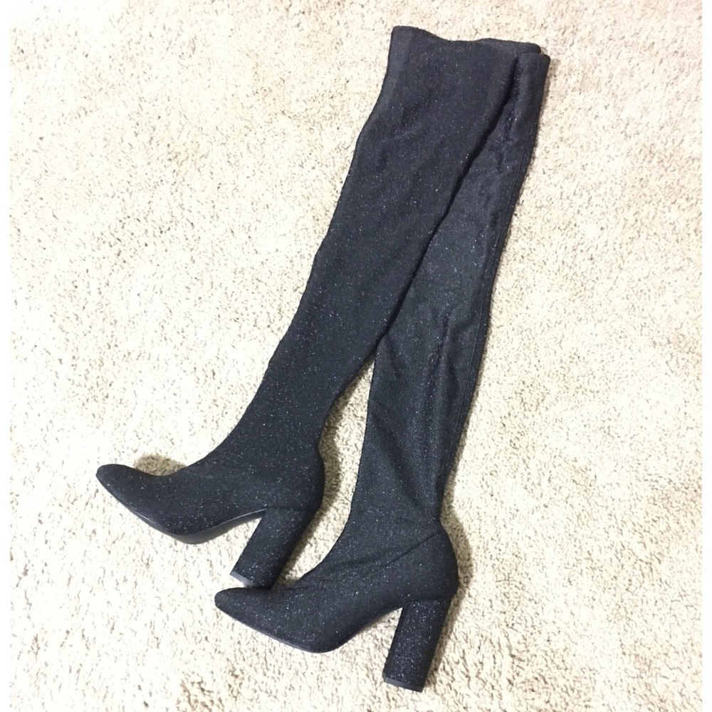 Brand new ZARA over the knee sparkly sock boots