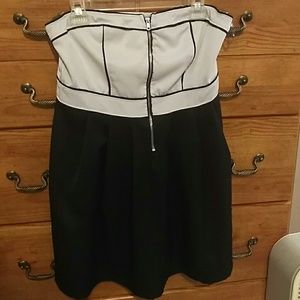 Strapless Black and White dress.