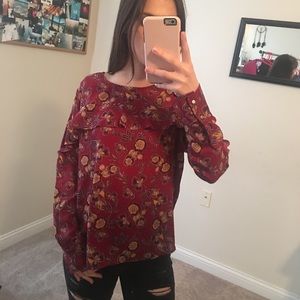 Abercrombie FALL FLORAL ruffle long sleeve top