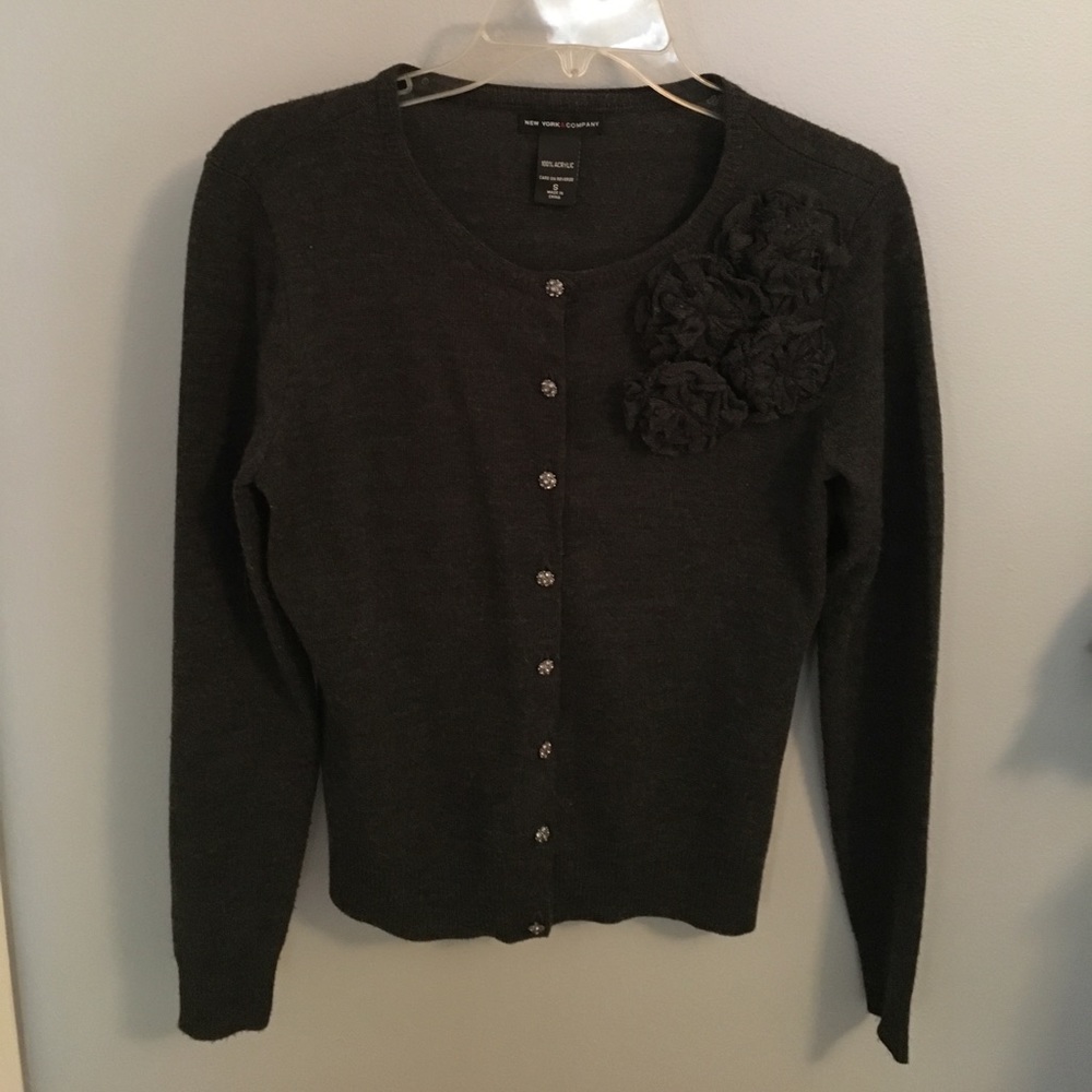 Dark gray embellished cardigan