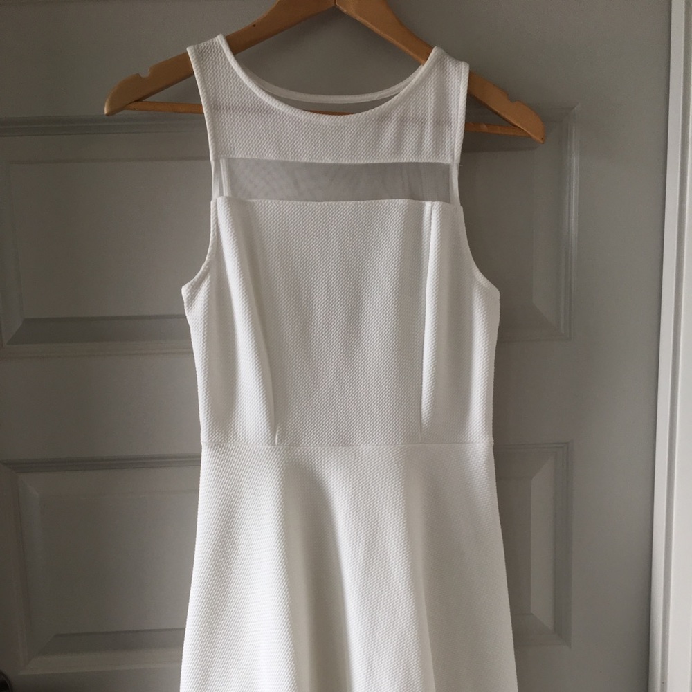 White dress with mesh accents