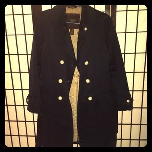 Coach Navy Blue tan lining Trench rain Coat Small