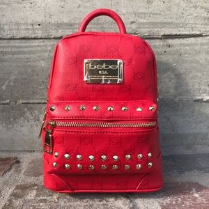 bebe Jett Logo Faux Leather Mini Backpack