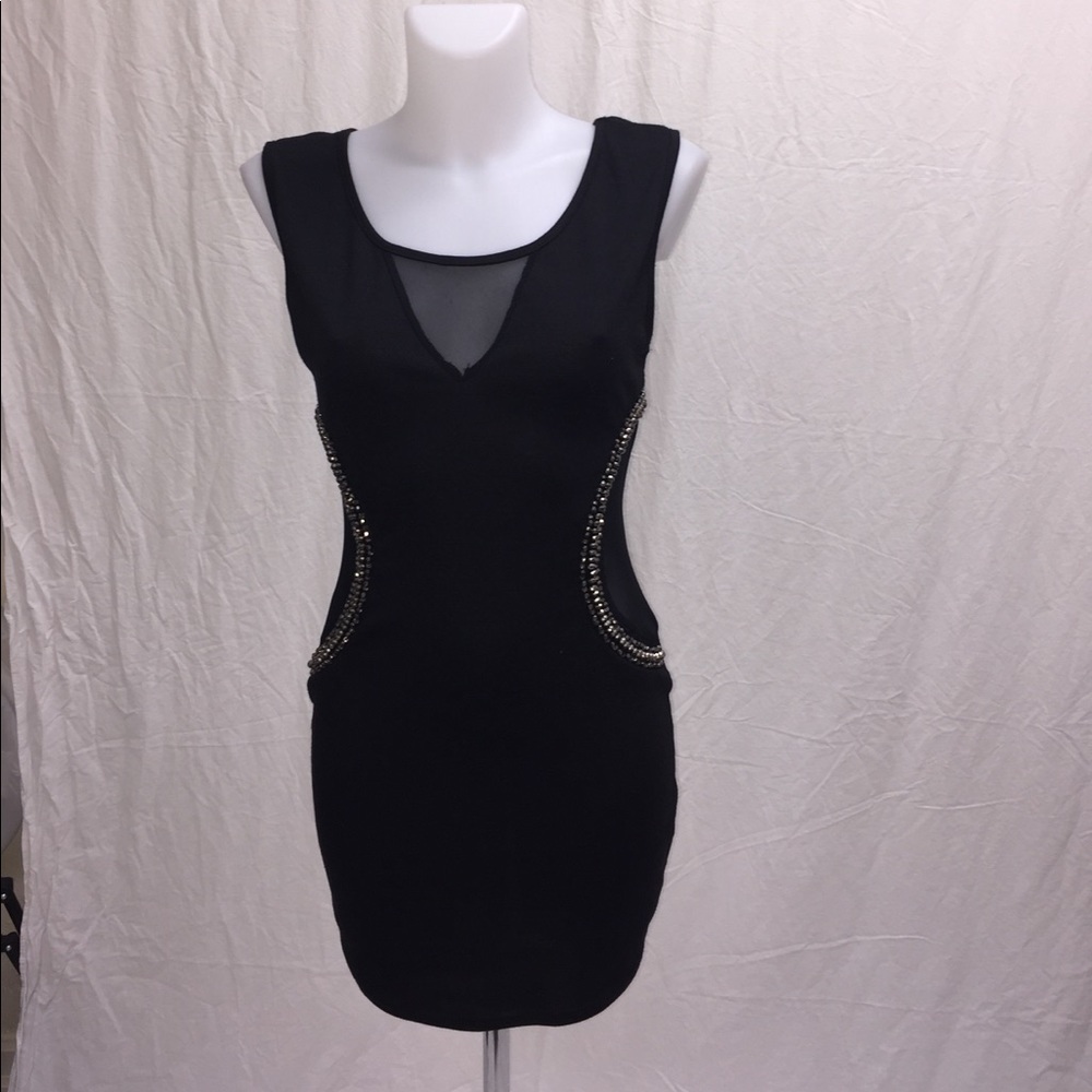 Black partial sheer Sasa dress size Large Juniors