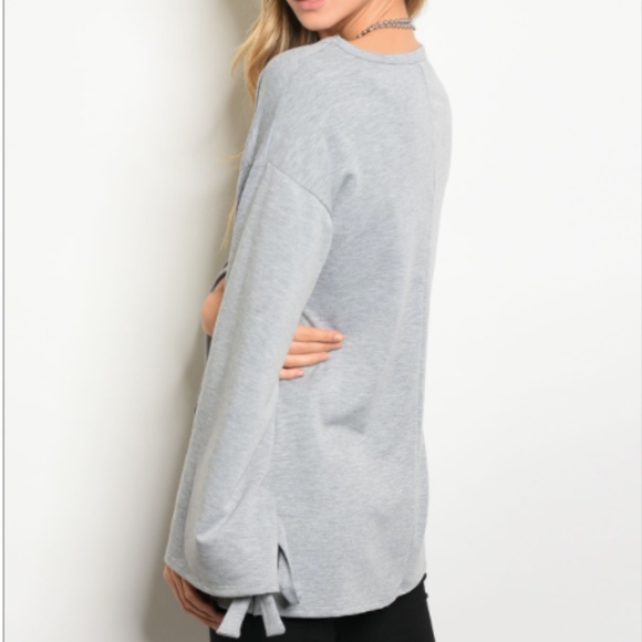Heather Grey Bell Sleeve Top - Picture 2 of 2