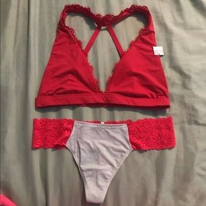 NWT Pink Bralette and Panty Set Medium