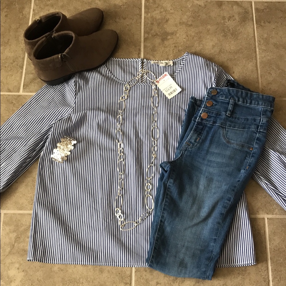 Blue and White Striped Tunic