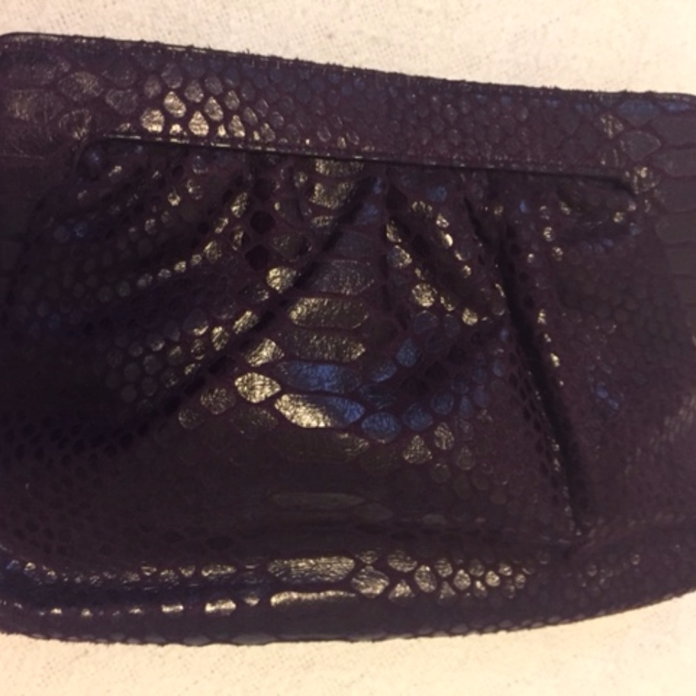 French Connection purple snakeskin clutch