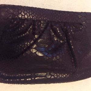 French Connection purple snakeskin clutch