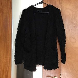 New look black furry cardigan