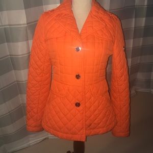 Calvin Klein Orange quilted jacket size small GUC