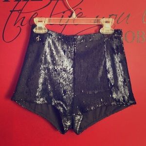 Disco blue sequin hot shorts