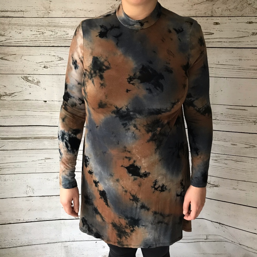 Tye Dye Blue and Brown Dress