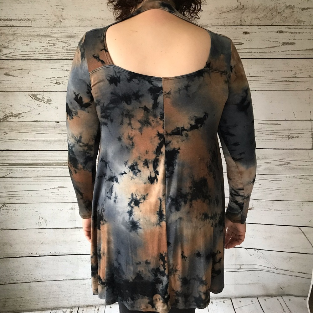 Tye Dye Blue and Brown Dress - Picture 2 of 3
