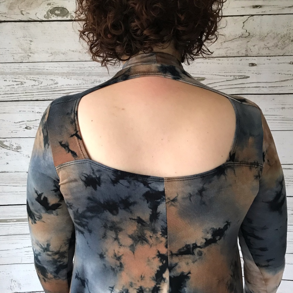 Tye Dye Blue and Brown Dress - Picture 3 of 3
