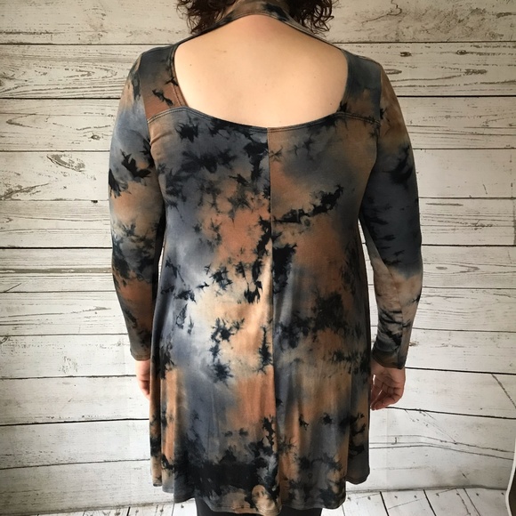 Tye Dye Blue and Brown Dress - Picture 2 of 3