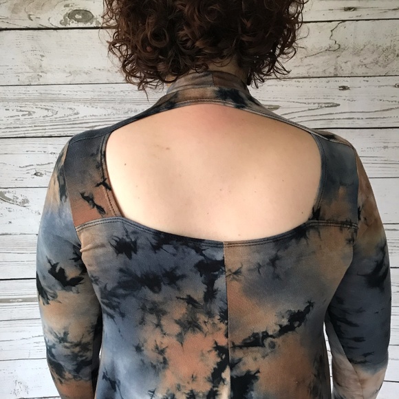 Tye Dye Blue and Brown Dress - Picture 3 of 3