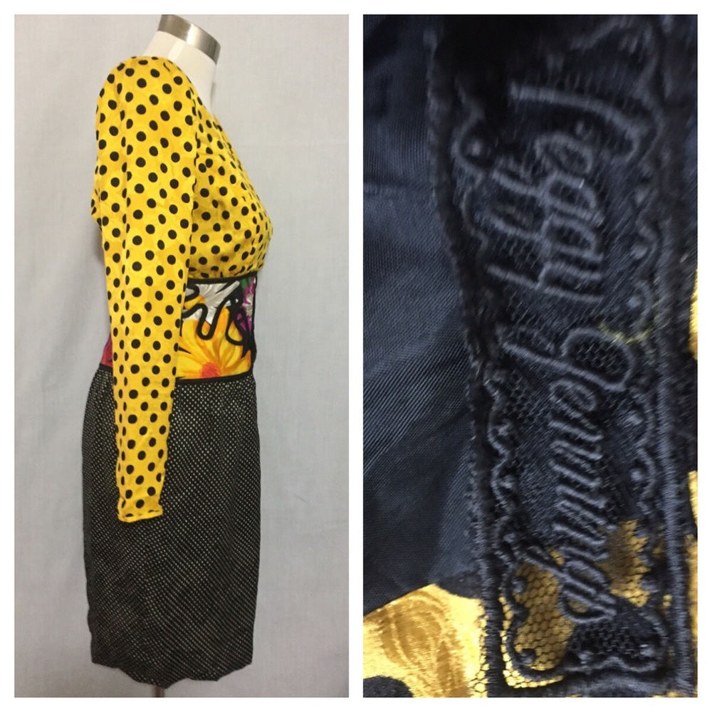 Vintage 80s Peggy Jennings Silk Polka Dot Dress 4 - Picture 2 of 8