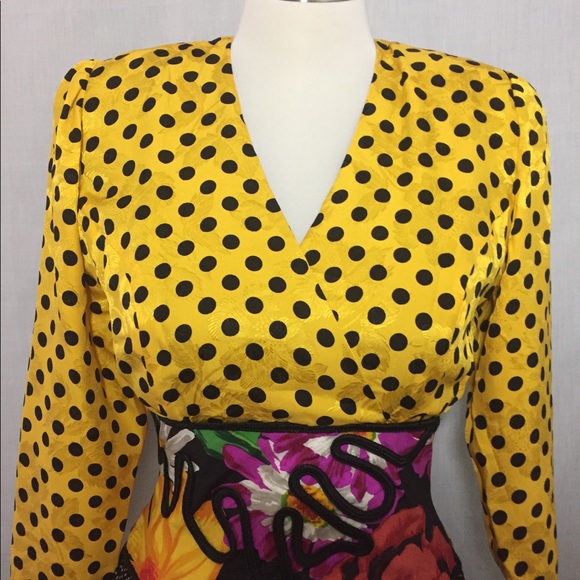 Vintage 80s Peggy Jennings Silk Polka Dot Dress 4 - Picture 3 of 8