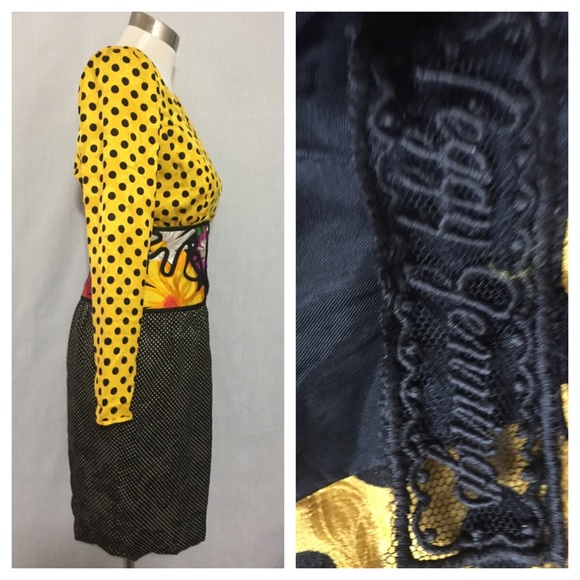 Vintage 80s Peggy Jennings Silk Polka Dot Dress 4 - Picture 2 of 8