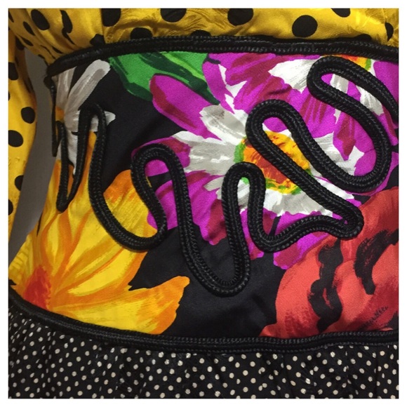 Vintage 80s Peggy Jennings Silk Polka Dot Dress 4 - Picture 7 of 8