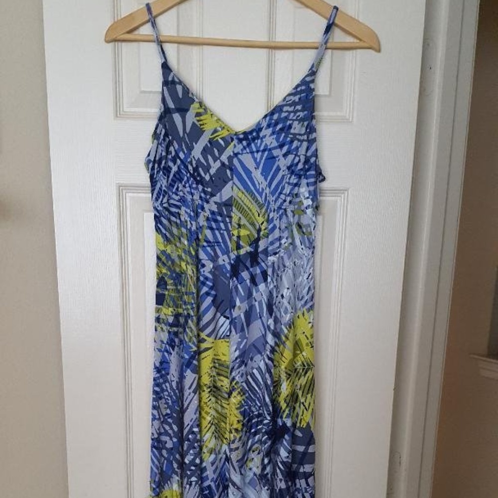 Dress long maxi blue yellow summer