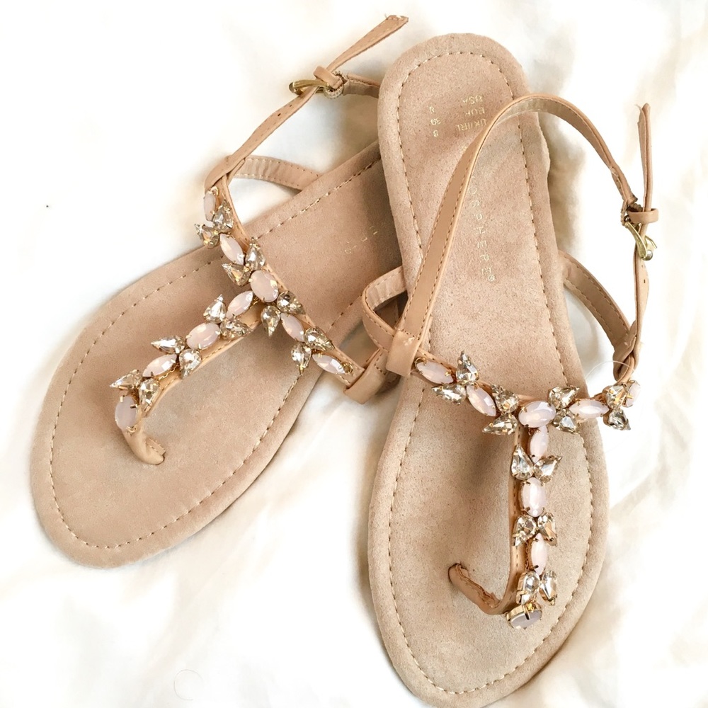 Pink Sling-Back Jeweled Sandals