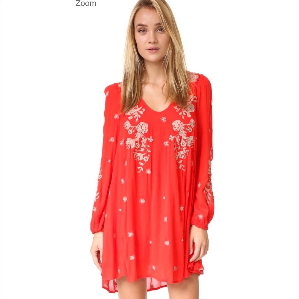 Red embroidered Free People mini