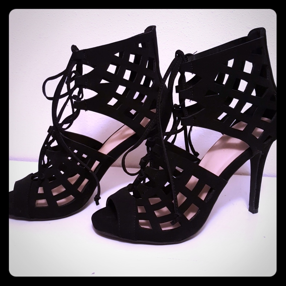 Sexy laced up high heels