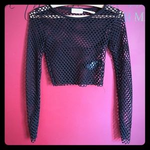 Fishnet long sleeve crop top