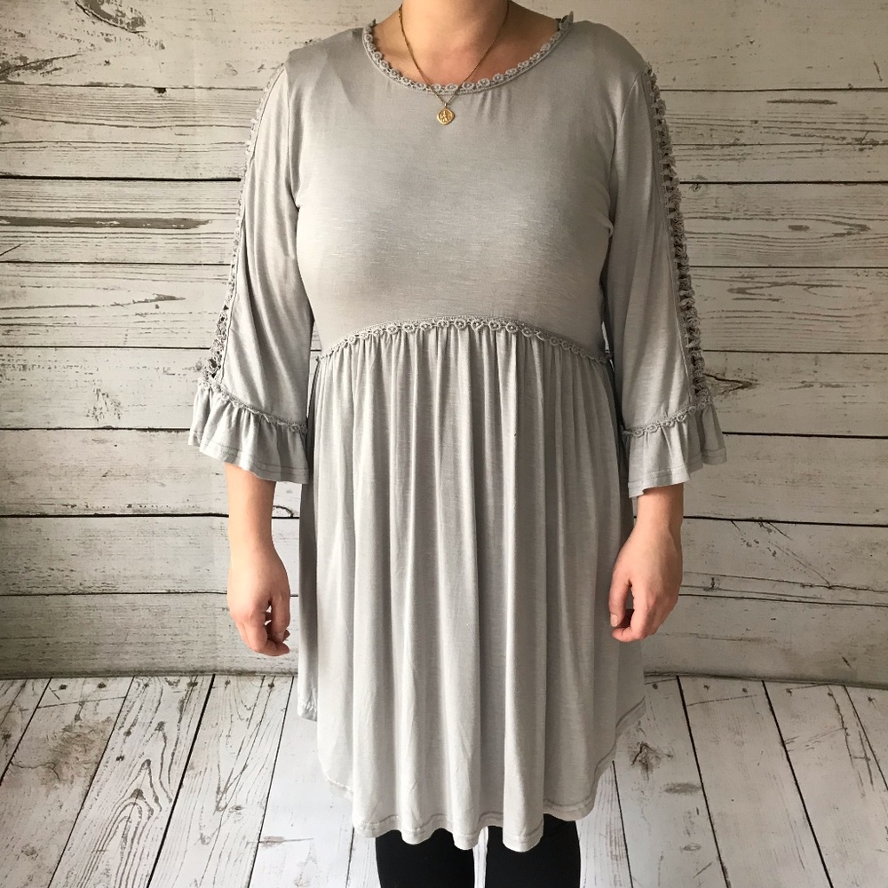 Grey Peasant Dress