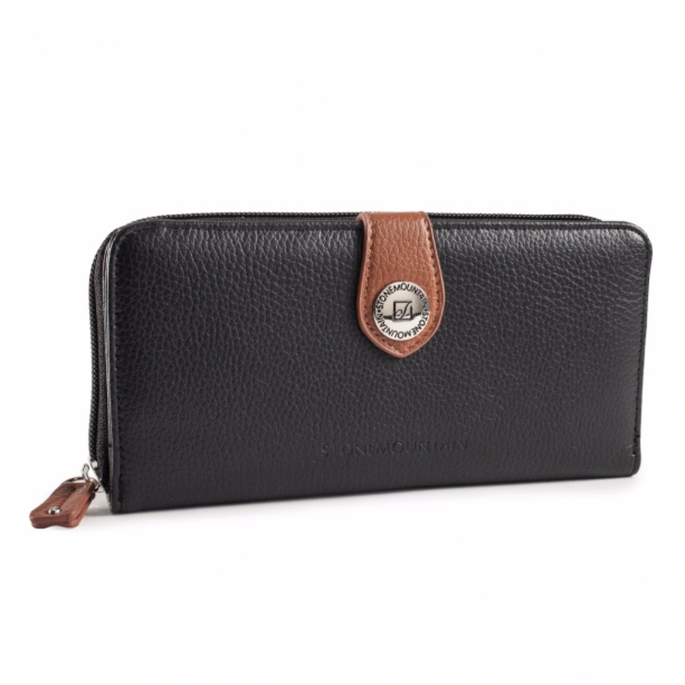 NWT Black Stone Mountain Large Zip Around Wallet