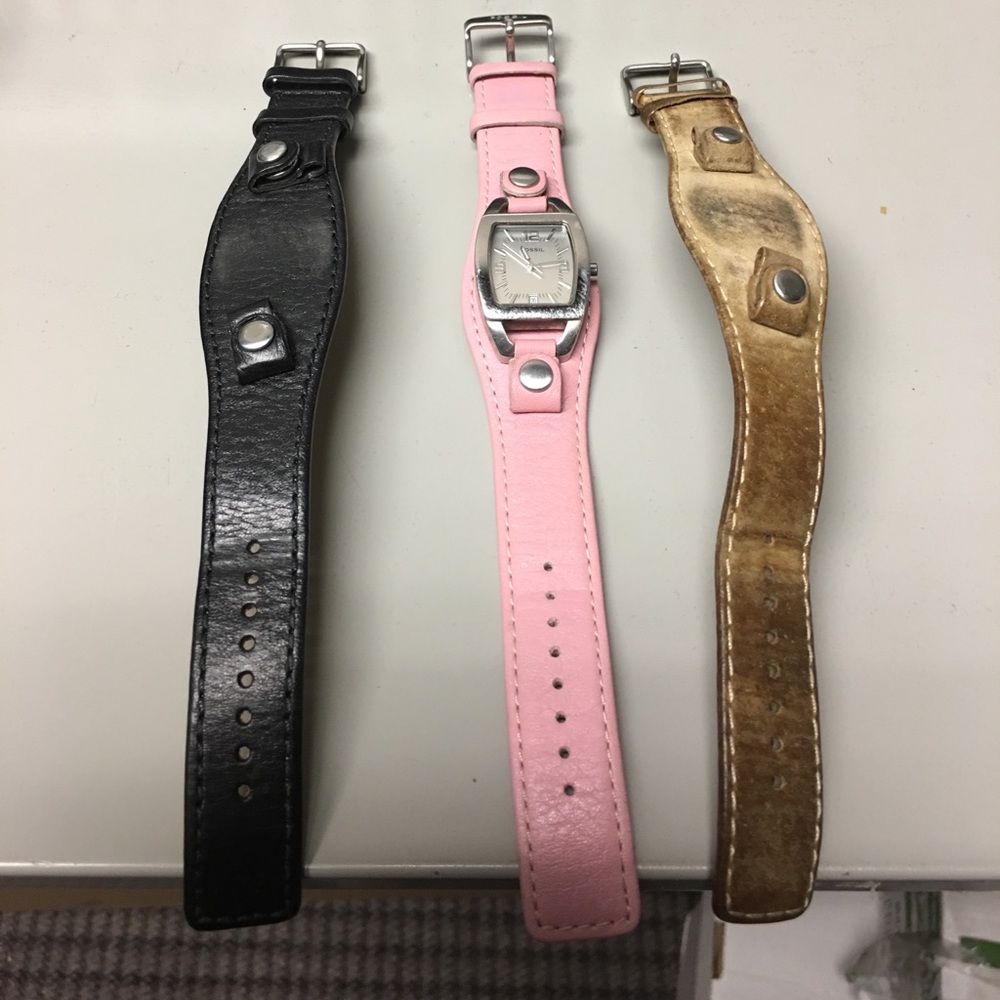 Authentic Fossil Leather Band Watch