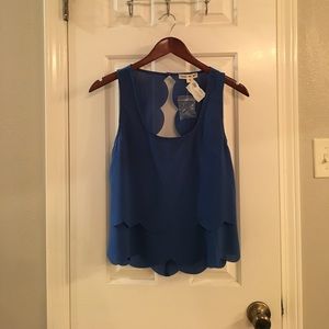 Boutique Blue Scalloped Top