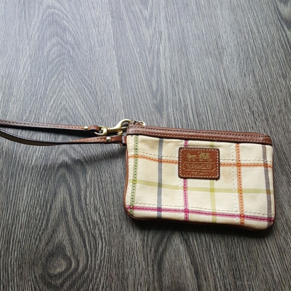 Coach plaid wristlet
