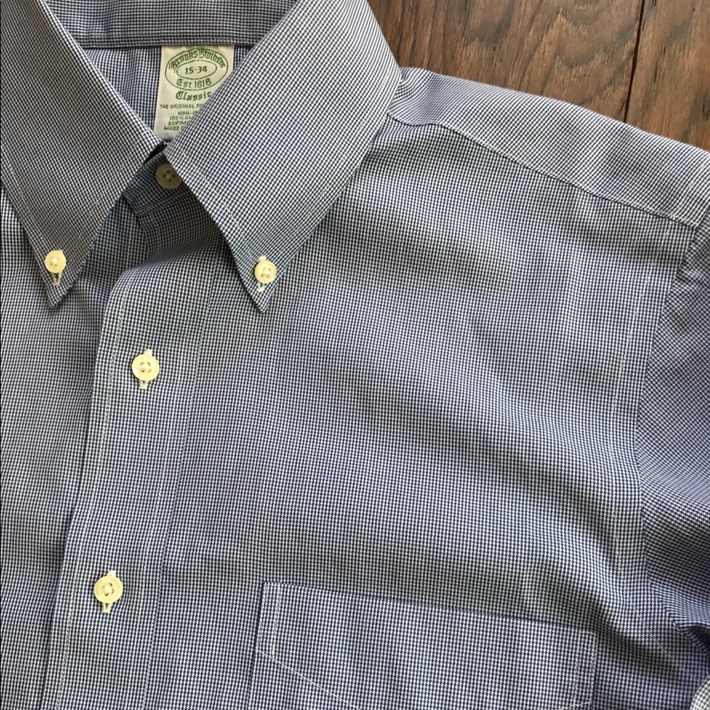 Brooks Brothers Men's Blue Check Button Shirt sz15