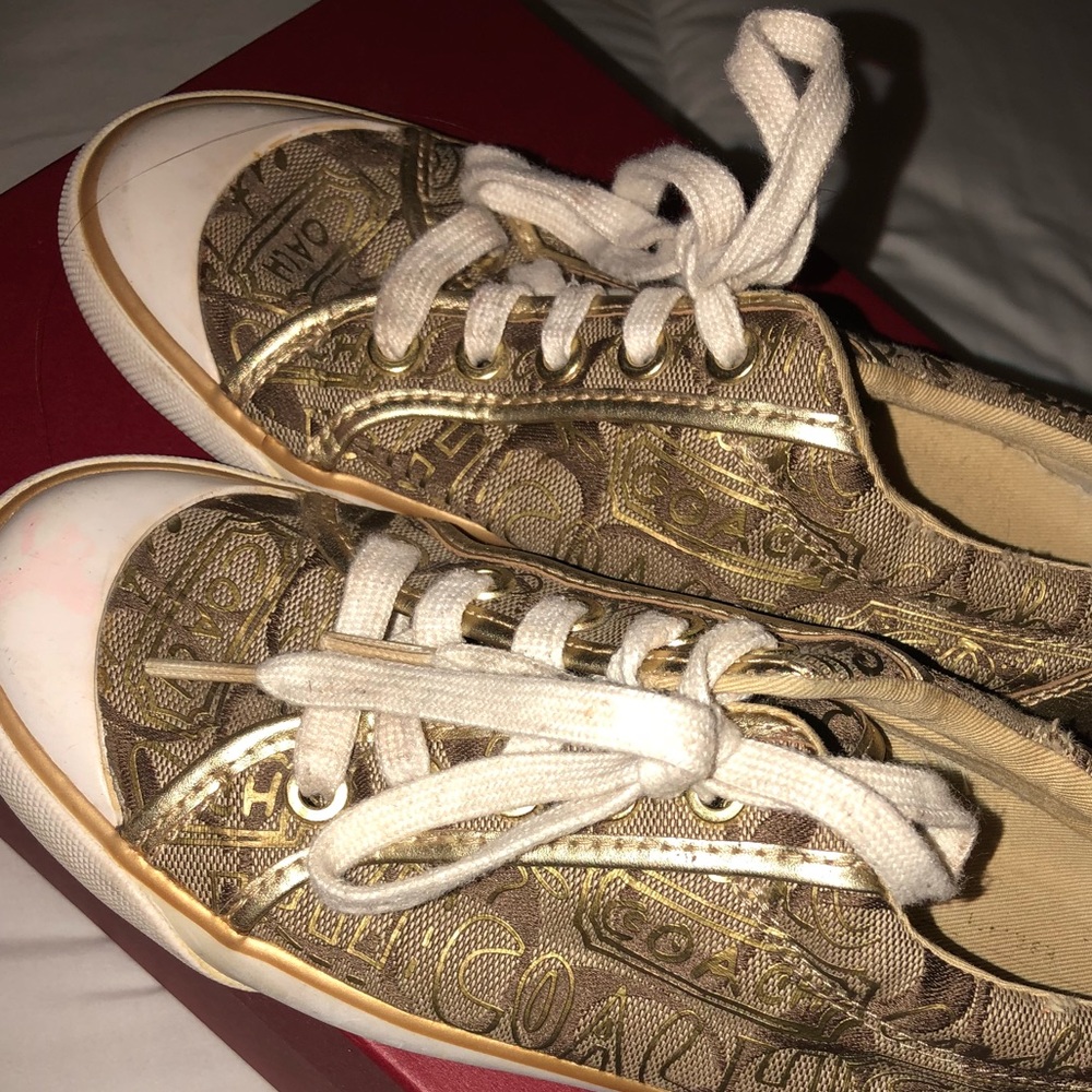 Adorable gold coach sneakers- gently used