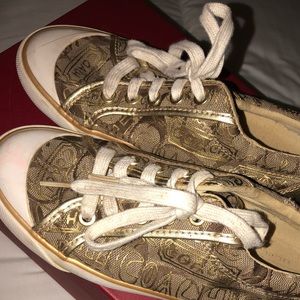 Adorable gold coach sneakers- gently used
