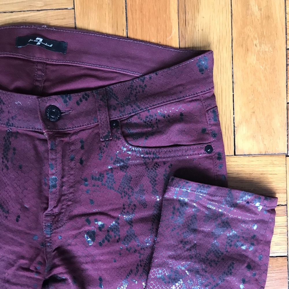 7 for All Mankind Maroon Snakeskin Jeans