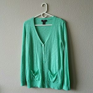 Turquoise Aqua Blue Knit Cardigan Acrylic Sweater