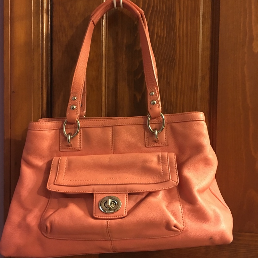 Coral coach purse