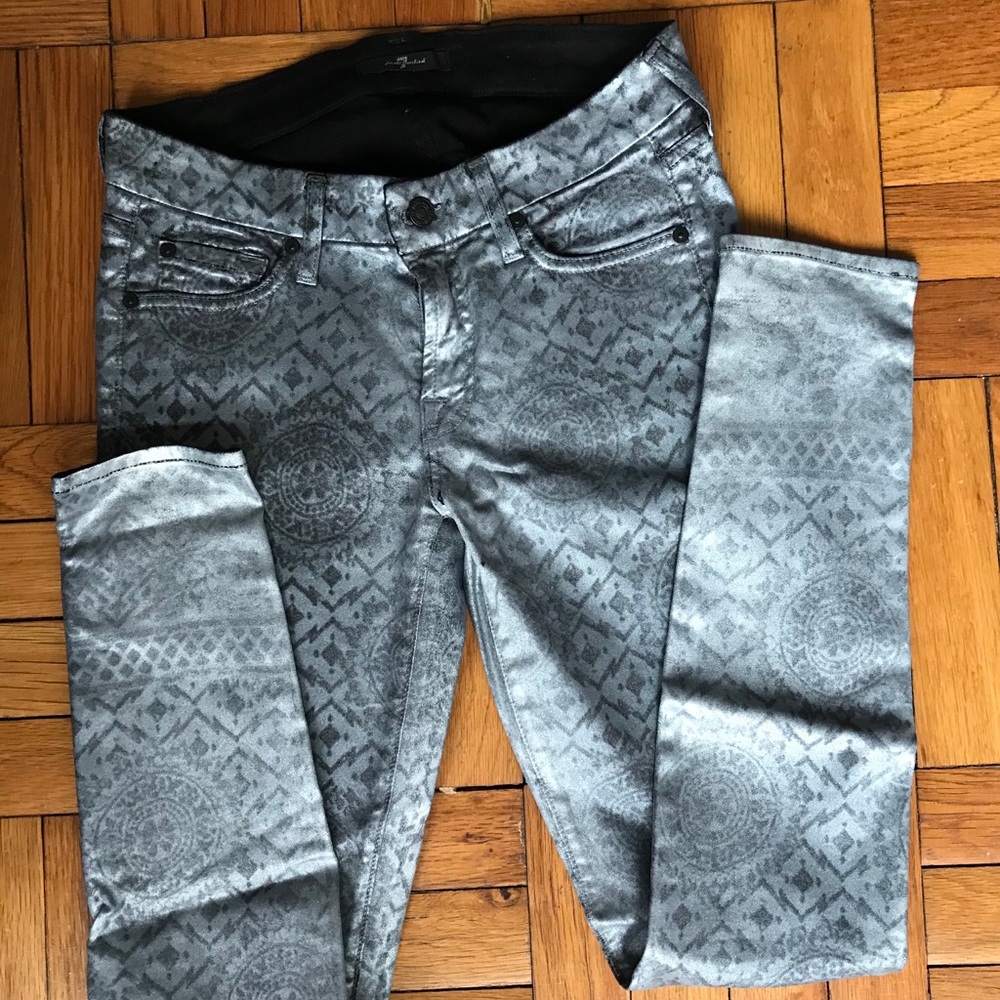 7 for All Mankind Silver Jeans with Tile Detail