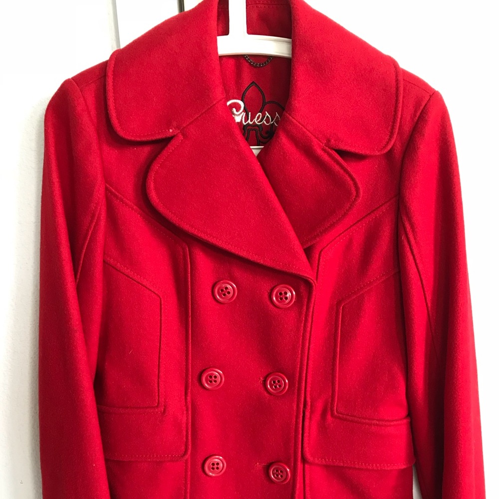 Red Guess Peacoat