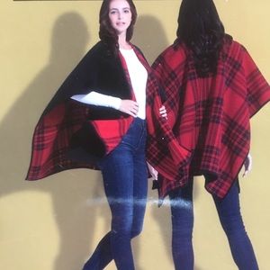 SALE REVERSIBLE PONCHO BLANKET WRAP MULTIPLE